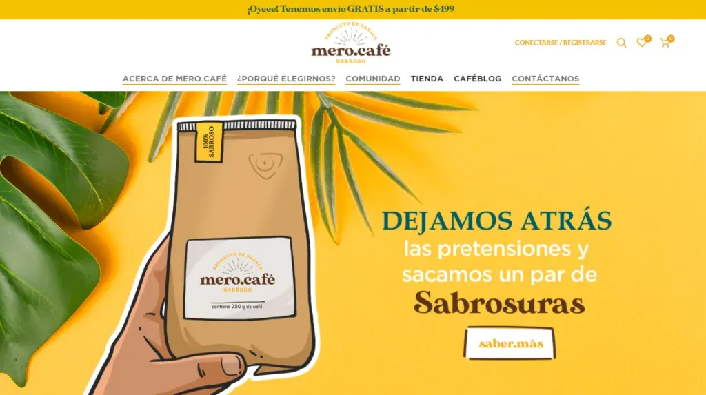 landing con tienda de mero café